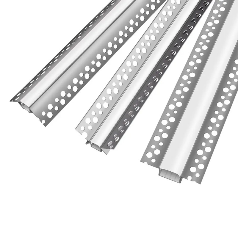 1m 2m 3m led alu plint aluminium profiel extrusie bocht led strip aluminium lichtkanaal gips in led profiel